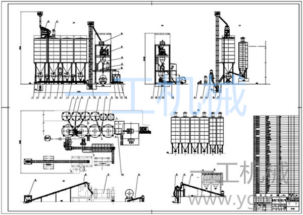 階段式干混砂漿生產線圖紙