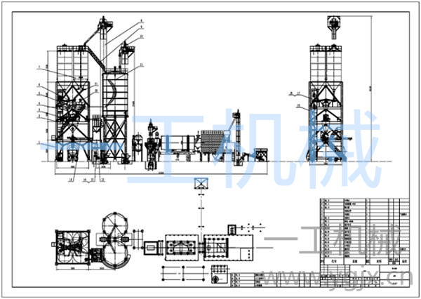 頂置過渡砂倉塔樓式干粉砂漿生產線圖紙