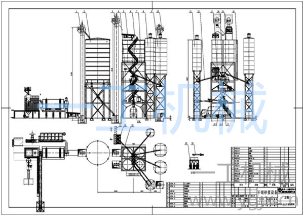 頂置分級儲存砂倉塔樓式干粉砂漿生產線圖紙